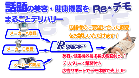話題の美容・健康機器を丸ごとデリバリー　リスペクトフォースのデモサービス